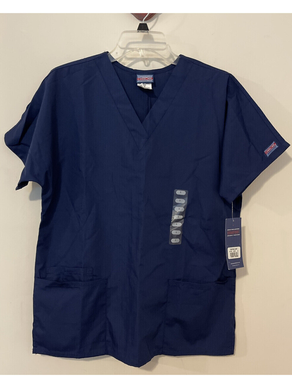 Cherokee Dark Blue Unisex Small Short Sleeved Vneck Scrub Top NWT! A7151